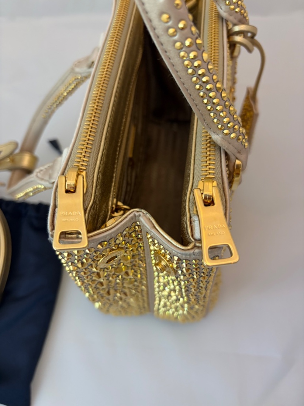 Prada Gold Crystal Embellished Shoulder Bag - Picture 12 of 14